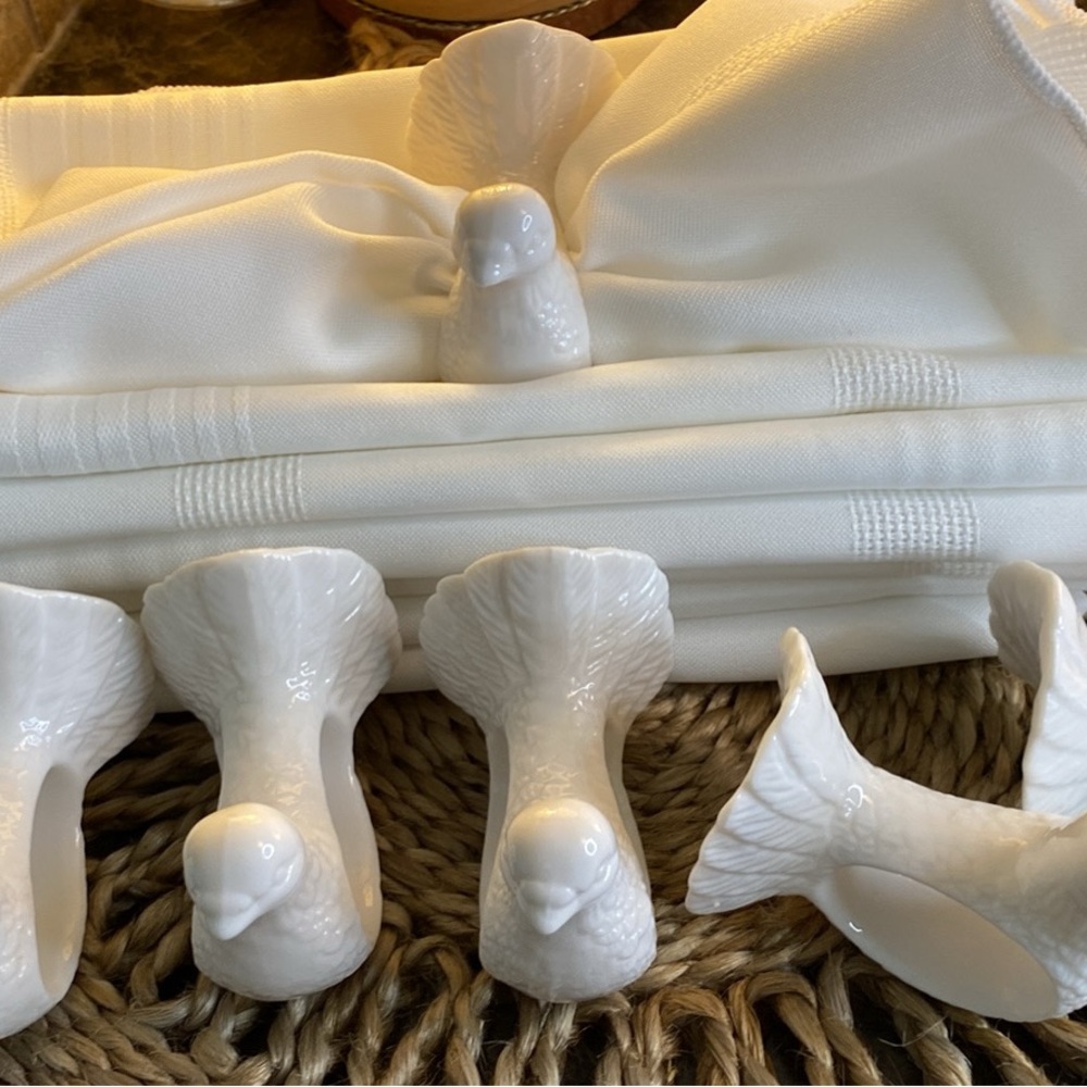 White Bird Napkin Rings Set